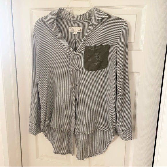 Vintage Havana Tops - Vintage Havana est. 1954| Distressed Striped Button Down Shirt  Size Sma…